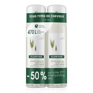 Shampooing sec Lait d'avoine - Tous Types de Cheveux - Lot de 2 x 150ml