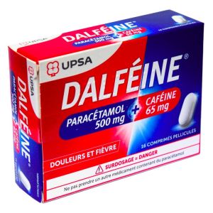 Dalféine - Paracétamol+Caféine - Douleurs et Fièvre - 16 comprimés