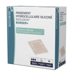 Pansement Hydrocellulaire Siliconé - Border + - 12,5 x 12,5 cm - 16 pansements