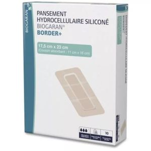 Pansement Hydrocellulaire Silicone Border+ - 17,5 X 23 CM - Par 10