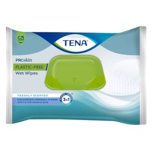 Tena Wet Wipe Proskin Plastic-Free - 3 en 1 - Peaux matures - Sachet de 48