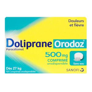 Doliprane Orodoz 500mg - Dès 27kg - Douleurs et FIèvre - 12 comprimés orodispersibles