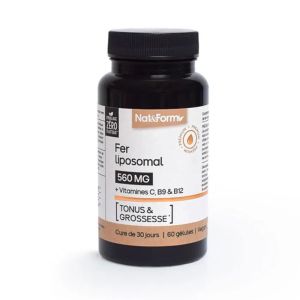 Fer Liposomal 560mg Vitamine C B9 B12 - Tonus et Grossesse - 60 gélules