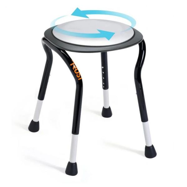 Let's Frisbee Noir - Tabouret de salle de bains avec siège pivotant à coussin souple