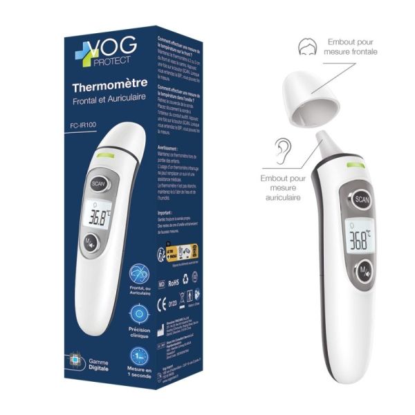 Thermomètre Infrarouge Frontal et Auriculaire VOG FC-IR100