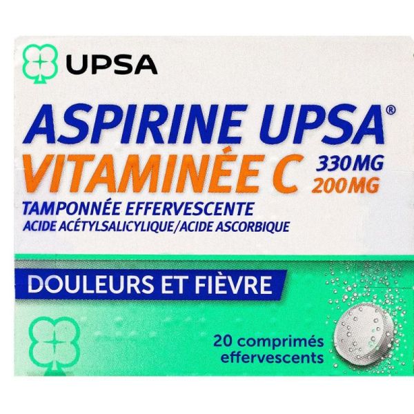 Aspirine vitaminée C - Douleurs et Fièvre - 20 comprimés effervescents