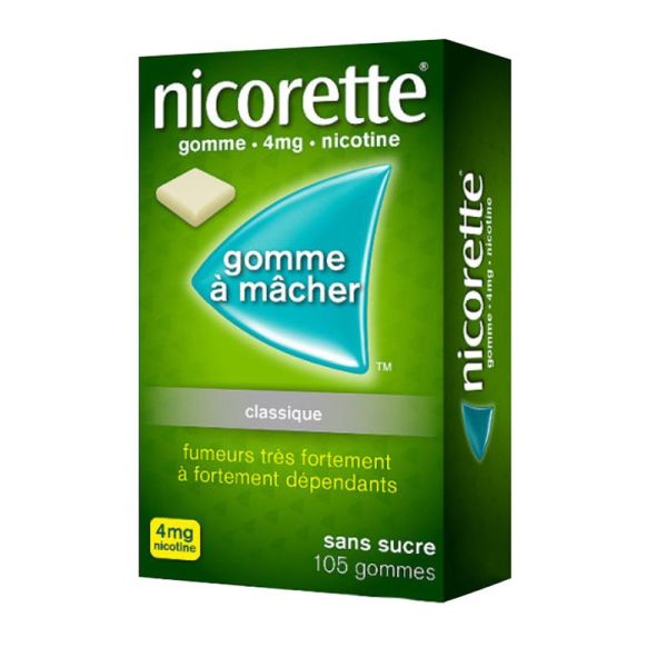 Nicorette 4mg - Original sans sucre - Arrêt consommation tabac - 105 gommes à mâcher