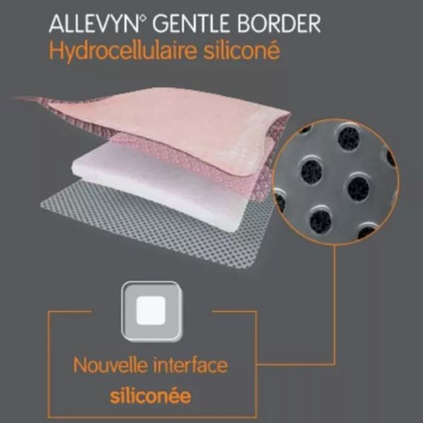Pansement Hydrocellulaire à bords adhésifs Allevyn - Gentle Border - 8x8 cm - Boîte de 16