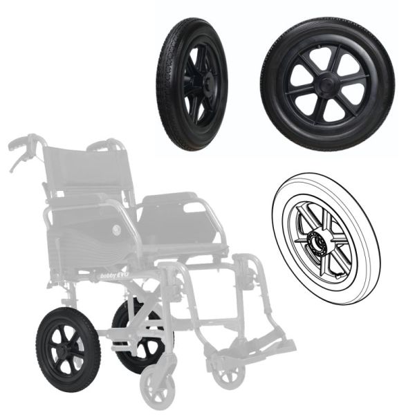 Roue arrière pour Fauteuil de transfert Bobby Evo - Bandage Noir