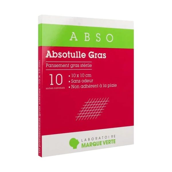 ABSO Absotulle Gras - Pansement gras stérile - 10x10CM - Boîte de 10