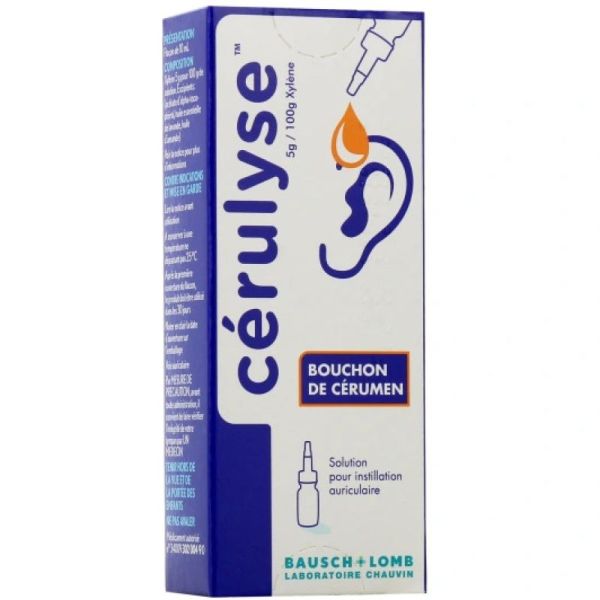 Cérulyse 5g/100g Xylène - Instillation auriculaire Bouchon Cérum - Flacon compte-gouttes 10ml