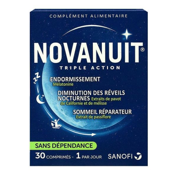 Novanuit Triple Action - Endormissement Diminution réveils nocturnes - 30 comprimés