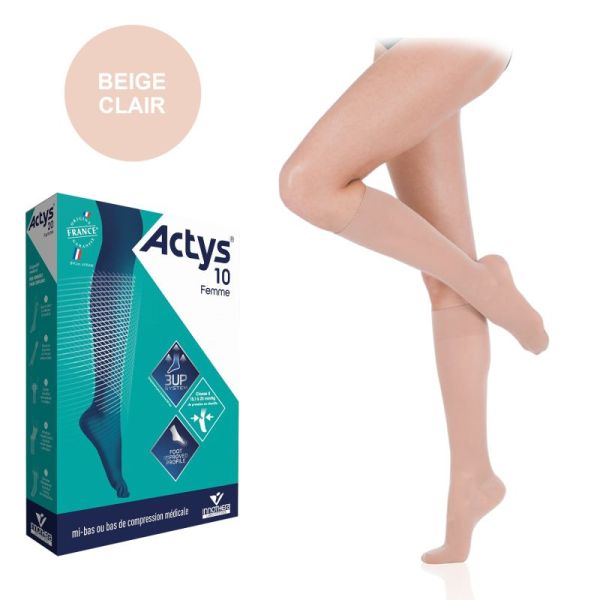 Bas autofixant Actys 10 Classe 1 - Normal - Beige clair