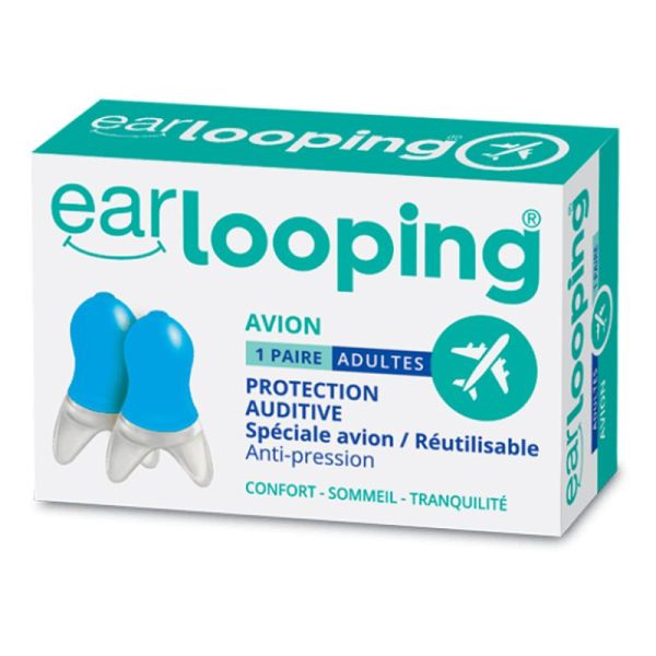 Earlooping Silicone - Protections auditives - Spécial Avion antipression - Adulte - 1 Paire
