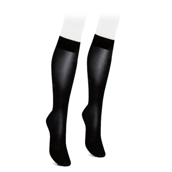 Mi-Bas de compression autofixants Microtrans - Femme - Classe 2 - Noir - Long