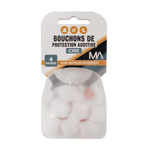 Protection Auditive - Bouchons en cire - Boîte de 8 (4 paires)