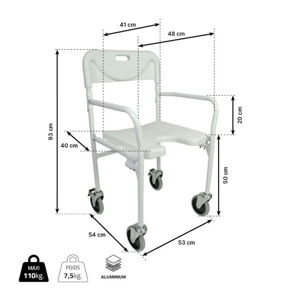 Chaise de douche mobile et pliante - Tobago