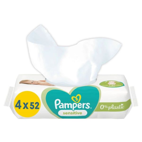 Pampers Sensitive - Lingettes - Paquet 4 x 52 lingettes