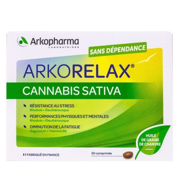 Arkorelax Cannabis Sativa - Détente Sommeil et Stress - 30 comprimés