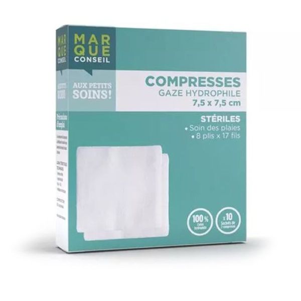 Compresses stériles - Gaze hydrophile - Boîte de 10