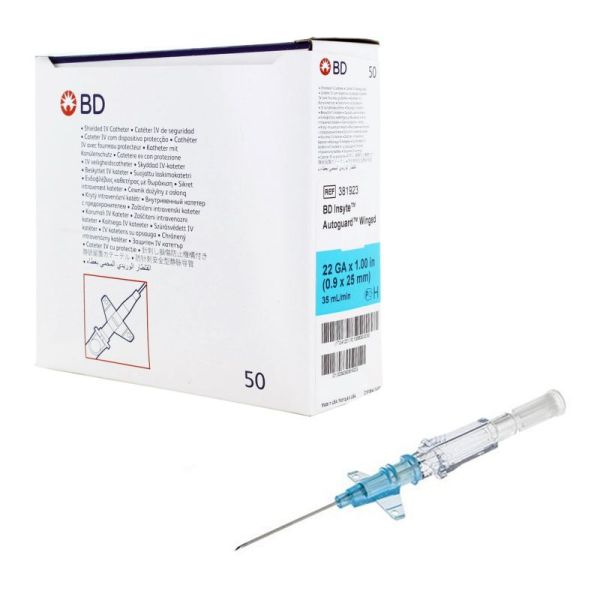 Cathéter intraveineux Bd Insyte™ Avec ailettes - 22G 0,90 x 25 mm - Bleu - Par 50