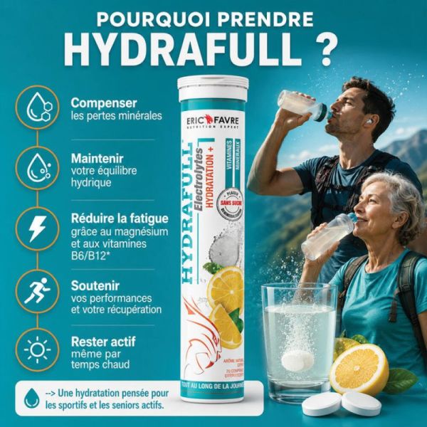 Hydrafull Electrolytes Hydratation+ - Citron - 20 comprimés effervescents