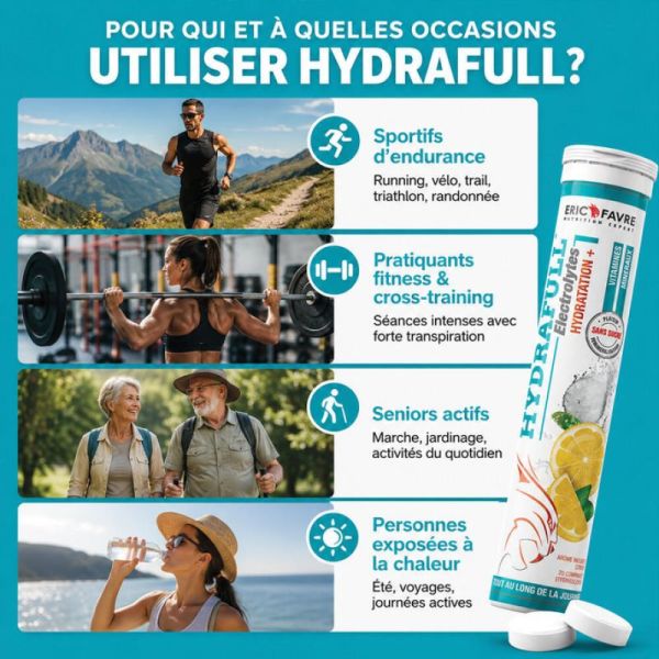 Hydrafull Electrolytes Hydratation+ - Citron - 20 comprimés effervescents
