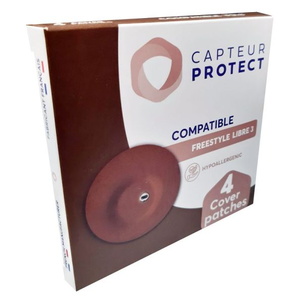 Protection adhésive pour maintenir le capteur Freestyle Libre 3 - Marron - 4 patchs