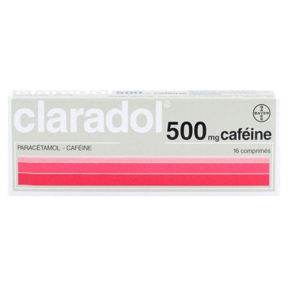 Claradol 500mh Caféine - Paracétamol Caféine - 16 comprimés