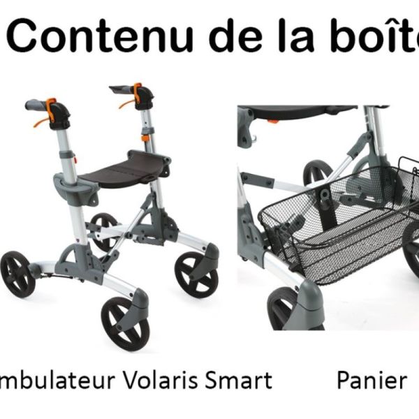 Rollator 4 roues pliable - Volaris Smart - Panier inclus