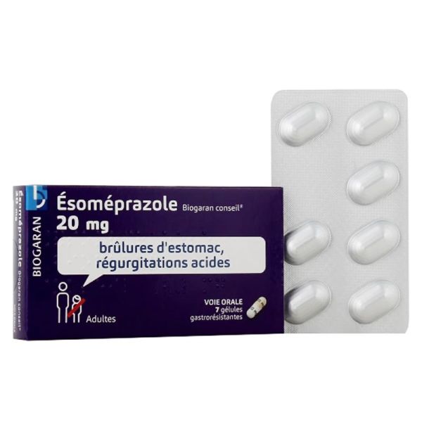 Esoméprazole 20mg - Brûlure d'estomac Régurgitations acides - 7 gélules