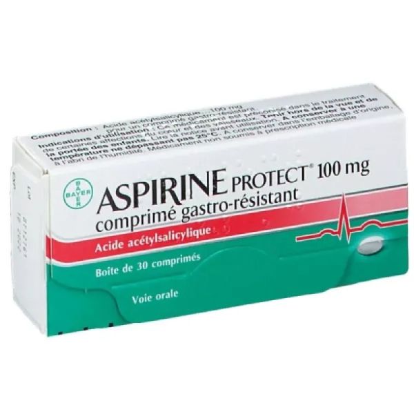Aspirine Protect 100 mg - Acide acétylsalicylique - 30 comprimés gastro-résistant