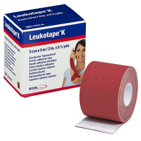 Bande de contention adhésive Leukotape K - Rouge - Drainage lymphatique et Soulage douleur