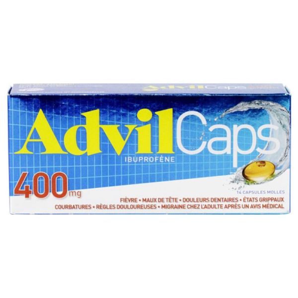AdvilCaps 400mg - Douleurs et Fièvre - 14 capsules molles