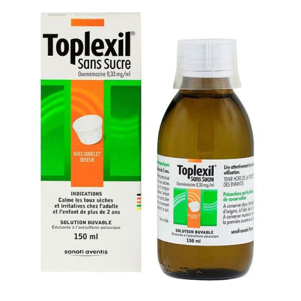 Solution Buvable Toplexil 0,33mg/ml - Toux sèches et irritatives - Flacon 150ml avec gobelet doseur