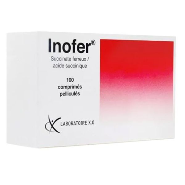 Inofer - Succinate ferreux / Acide succinique - 100 comprimés