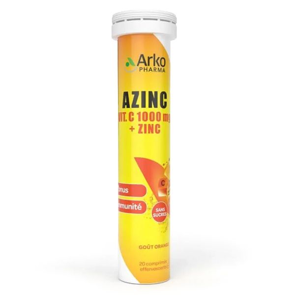 Azinc Vitamine C 1000 mg + Zinc - Vitalité et Immunité - 20 comprimés