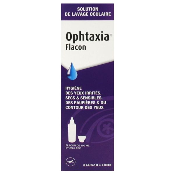 Ophtaxia Lavage oculaire - Yeux irrités secs et sensibles - Flacon 100 ml