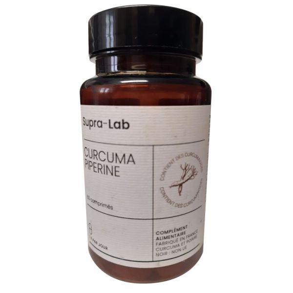 Curcuma Piperine - Contient des curcuminoides - Digestion - 60 comprimés