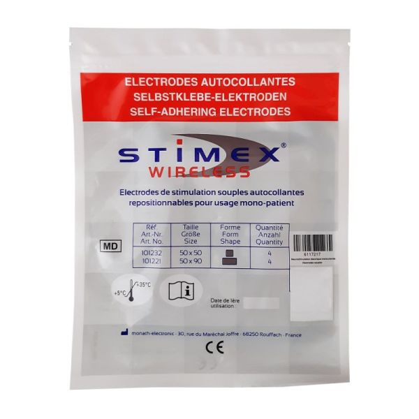 Electrodes Stimex Wireless - Rectangulaire -  50 x 90 mm - Par 4