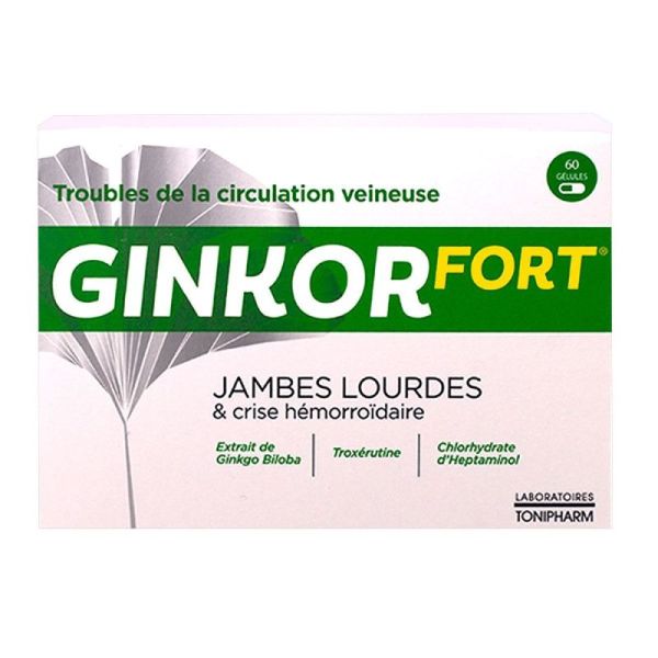 Ginkor Fort - Troubles circulation veineuse - 60 gélules