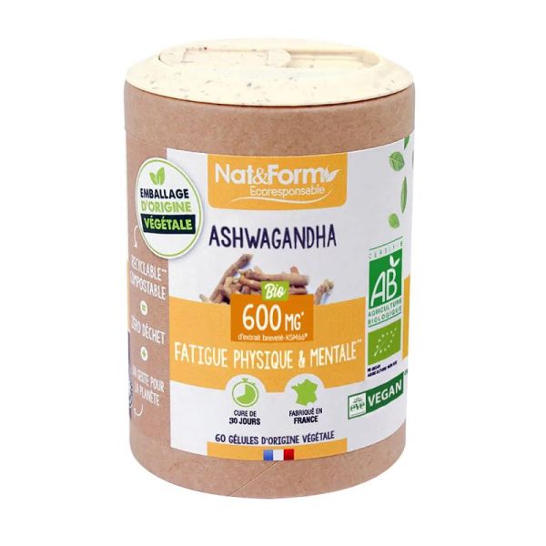 Ashwagandha 600 mg Bio - Fatigue physique et mentale - 60 Gélules