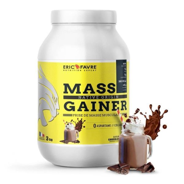 Mass Gainer Chocolat - Protéines prise de masse rapide et contrôlée - Pot 3Kg