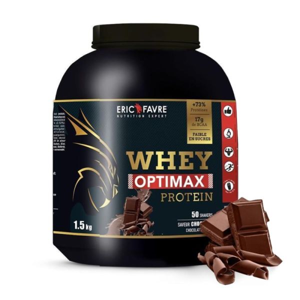Whey Optimax protein - Chocolat - Prise de masse musculaire - Pot 1,5KG