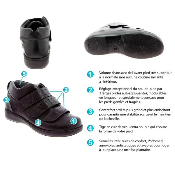 Paire de chaussure thérapeutiques CHUT Anatole - Noir - Pieds gonflés fragiles