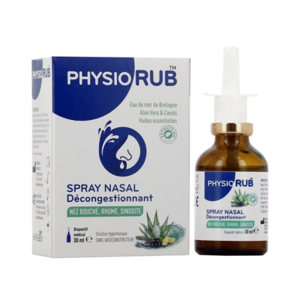 Spray Nasal Décongestionnant Physiorub - Nez bouché Rhume Sinusite - Flacon 30 ml