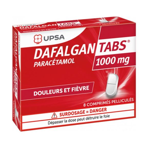 Dafalgan Tabs 1000 MG - Paracétamol - Douleurs et Fièvre - 8 comprimés