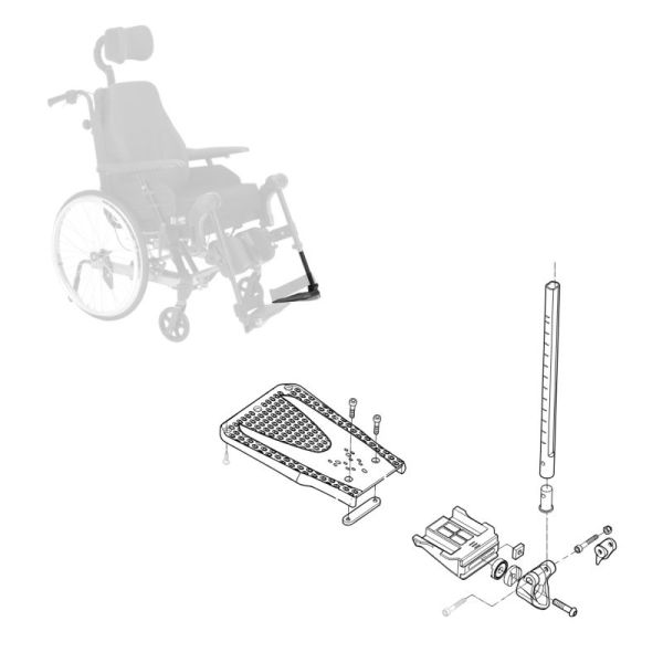 Repose-pied Gauche - pour fauteuil roulant Action 3NG ou Rea Clematis Pro