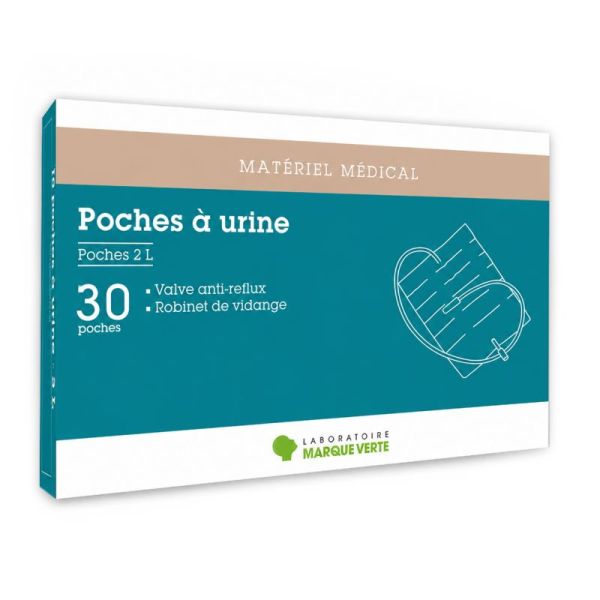 UriProcare - Poche à urine 2L - Boîte de 30