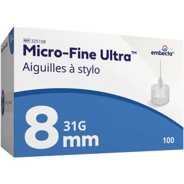 Aiguilles à stylos Micro Fine Ultra - 8 MM - 31G - Par 100